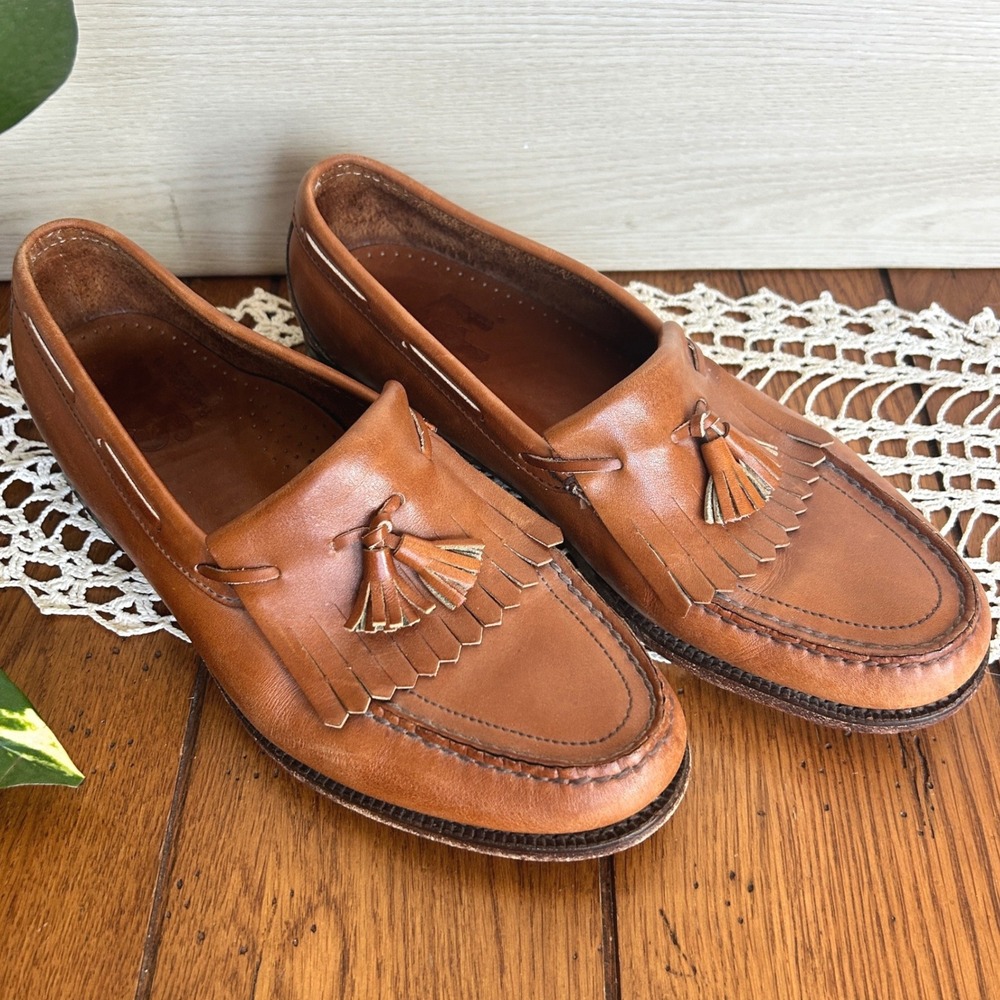 SAS Mens Kiltie Tassel Loafer Brown Leather‎ Slip On Dress Shoes 1976 Vintage